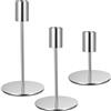 ZWFSDM 3 Pz Porta Candele da Tavolo, Portacandele Argento, 8.5/14/16cm Candelabro Portacandele in Metallo per Candela cilindrica, Candeliere da Tavolo per Matrimoni Compleanni Natale Decorazioni(Argento)