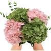 KP Home Bouquet di Finte Realistiche Ortensie con Finitura al Tocco Reale Grande 50 cm - Set da 4 Fiori Verde e Rosa + 2 Rami di Eucalipto Esterno - Fiori Finti per Decorazioni Casa, Matrimonio, Feste