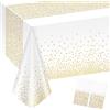 volumoon 2 Pezzi Tovaglia con Pois Dorati, 137x274cm Riutilizzabile Copritavolo con Puntini Dorati, Tovaglie per Feste, Tovaglia da Tavolo per Tavolo Rettangolare, Tovaglie da Cucina Giardino Picnic