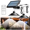 PORFOYO Lampada solare per interni ed esterni, lampada solare con telecomando, lampada a LED solare IP65, impermeabile, lampada solare per esterni, con cavo da 3 m, lampada a sospensione solare a doppia testa