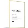 JUNOMI® Cornice portafoto 40 x 60 cm, alluminio oro lucido elegante - profilo slim, vetro acrilico antiurto, appendiatura orizzontale e verticale