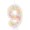 mciskin Candele di 9 ° compleanno di Macaron bianco per torta, candela glitter numero 9 per ragazze, decorazioni per il 9° compleanno, candela bianca macaron,9 decorazioni per torte per ragazze e ragazzi
