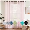 EMEMA 2 Pannelli Tende Trasparenti in Voile Con Occhielli Morbidi Finestre per Camera da Letto e per Salotto Eleganti Soggiorno 140x185cm Rosa Chiaro