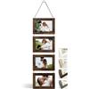 NEOWS Set Cornici Foto Multiple da Parete con Corda - Portafoto Multiplo Decorativo con Cornici in Legno - Collage Foto da Appendere al Muro- Cornici 10x15 cm (Legno Invecchiato, 4 Foto Orizzontale)