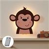 Lights4fun Applique da Parete a Forma di Scimmia Luce Notturna per Cameretta dei Bambini a 31 LED a Pile con Timer e Dimmerabile con Telecomando