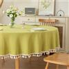 hometrixx Tovaglia Rotonda Ø160cm - Tela Cotone-Lino Impermeabile Anti-Macchia con Frange (Verde Avocado)