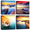 Artscope Stampe e Quadri su Tela 4 pz. Scenario Balneare Immagine Fotografia Murale Tela Wall Art Bel Regalo per Home Decor Ristorante Cucina Regalo di Anniversario Compleanno 30x30CM