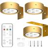 Anmossi Luce Per Quadri Senza Filo,3 Pezzi Lampada Da Parete LED Ricaricabile con Telecomando,3 Temperature di Colore,Lampada Fotografica Senza Fili per Armadio Esposizione Pittura Arte Dipinti(Oro)