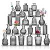 Sawoake Set di 24 vasi in vetro per decorazione da tavolo, matrimonio, ricevimento, casa, bottiglie vintage, trasparenti, vasi decorativi in vetro con coperchi (24, grigio fumo)