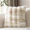 JOTOM Set di 1 fodera per cuscino in peluche 60x60 cm morbida decorativa copricuscino soffice in pelliccia sintetica per divano sofà camera da letto cuscino 61x61 cm (beige bianco)