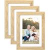 YEEPHAN 13 x 18 cm, set di 3 cornici portafoto in legno MDF, 5 x 7 pollici, con vetro plexi per immagini da 10 x 15 cm, con passepartout o 13 x 18 cm, senza passepartout, tavolo e montaggio a parete