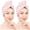 Hammetex Turbante Capelli Donna Set da 2 - Asciugamano per Capelli in 100% Cotone - Certificato OEKO-TEX - Molto Assorbente, Asciuga Rapidamente i Capelli - Turbante con Bottone