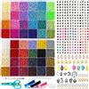 Dahudtin 36551pcs 48 Colore 2mm Perline per Braccialetti,Set per Bigiotteria Gioielli Collane Phone Beads Fai da te Bambini Adulti, Vetro Colorate con Lettere Cordino Elastico Accessori