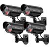 ERWEY 4 Telecamera Finta di Sicurezza, Telecamera di Sorveglianza CCTV Simulata per Uso Interno o Esterno con Luce LED Lampeggiante (4Pcs Nero)