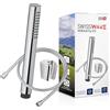 SwissWave - Kit Doccia Vasca con Soffione a Mano Stick 20mm - In ABS - 1 Modalità di Getto - Con Supporto Fisso a Parete e Flessibile 150cm - Ugelli Anticalcare - Ricambio Bagno - Argento/Cromo