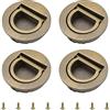 MOROBOR Maniglia ad Anello Incorporata Rotonda, 4 Pezzi, Maniglie Tatami Nascoste Invisibili per Armadio, Cassetto, Porta, Hardware per Mobili con Viti per Armadio, Guardaroba, Cassetto (Bronzo)