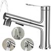 Hahorpa Miscelatore Lavabo Bagno con Doccetta Estraibile, Rubinetto Lavabo Bagno con 2 Getti e Sciacquo Bocca, Rubinetto in Lega di Rame di Alta Qualità, Miscelatore Cromato Antiruggine per Cucina, Bagni