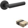 APECS Maniglie per porte interne, maniglia nera opaca moderna per porta d'ingresso e porta interna con rosette rotonde, set di maniglie con materiale di montaggio, modello KUMA