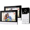 OBO HANDS Tuya Multifamiliare Videocitofono WiFi 4 Fili Kit Smart,7''Monitor Touchscreen con 1080P Campanello Telecamera Esterno Cablata (per 2 Familiare)