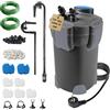 EXLECO Filtro Esterno Acquario 1000L/H 18W Pompa Filtro Acquari Regolabile, Filtrazione a 3 Stadi Filtri Acquario Esterni con Materiale Filtrante e Tubo Aria per Acquari Fino a 300 Litri Nero