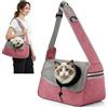 ALLSOPETS Borsa Cane Taglia Piccola, Marsupio Cani, Rosa Chiaro | Borsa Tracolla per Cani e Gatti Traspirante con Tasca Laterale e Tracolla Regolabile, Trasportino Morbido per Viaggi e Uscite