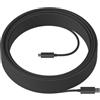 Logitech 939-001802 Cavo USB resistente (25 m) SuperSpeed USB 3.1 Gen 2, da tipo A a tipo C, 10 Gbps, cavo ottico attivo, Plenum Rated - Grafite (ricondizionato)