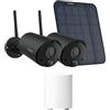 Reolink 5MP Solar Surveillance Outdoor Battery Telecamera Set con Home Hub Mini, Rilevamento AI, Sirena, Audio Bidirezionale, Impermeabile, Argus Eco Nero 2-Set