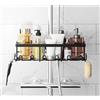 HouseUp Mensola doccia senza foratura, in acciaio inox per aste doccia (18 mm-25 mm), ideale per shampoo e organizzazione del bagno (nero)