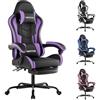 WOTSTA Sedia da gioco con poggiapiedi, sedia ergonomica da gaming, sedia per computer con supporto lombare, poggiatesta, sedia per PC regolabile in altezza con seduta girevole a 360°, per ufficio o gioco