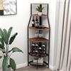 VEDECASA Scaffale angolare per vino da terra a 5 ripiani, scaffale angolare per bar con portabicchieri e conservazione vino, scaffale per vino industriale, mobile per enoteca per cucina, bar, cantina