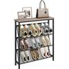 CHOEZON Scarpiera a 4 Ripiani per 9-15 Paia di Scarpe, Scaffale Portascarpe con Piano in Legno, Struttura Metallica, Piedini Regolabili, per Ingresso, Corridoio, Greige e Nero DTXJ75BG