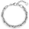 Jewels BY Leonardo Bracciale Sina, Bracciale in Acciaio Inox Argentato, Intrecciato, a Maglie Spesse, Lunghezza 19-21,5 cm, Regalo per Donne, 025385