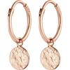 Elli Orecchini Donne Creoli Ciondolo Moneta Placchetta Organico in Argento Sterlino 925