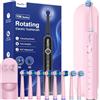 YTEATH PRO Spazzolini da denti elettrici rotanti per adulti e bambini con 8 testine di ricambio, Electric Toothbrush con supporto da parete, 5 modalità di pulizia e custodia da viaggio, durata della batteria 60