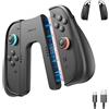 JSAUX Impugnatura di Ricarica Ergonomica Antiscivolo per Switch 2, Impugnatura Magnetica Compatibile con JoyPads di Switch 2, Gioca Durante la Ricarica con Indicatore LED, Nero