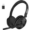 Voistek Cuffie Bluetooth Wireless con Microfono e Cancellazione Rumore, Dongle USB per PC, 45 Ore di Autonomia, Tasto Muto, Ideali per Ufficio, Riunioni, Zoom, Call Center, Laptop, Computer