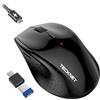 TECKNET PRO Mouse Wireless, Mouse Wireless Silenzioso Ericaricabile con Jiggler, 6400 DPI Topo Ottico Ergonomico Regolabile per laptop, Mac, PC, Windows