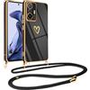 Vauki Cover con Cordino per Xiaomi 11T/Xiaomi 11T Pro 5G, Carina Motivo Cuore Custodia con Collana,Antiurto Ultra Silicone TPU Morbida e Sottile Catena per Cellulare Case per Xiaomi 11T 5G 6.67, Nero