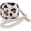DiyGody Custodia per Airpods 3 con Portachiavi a Conchiglia, Colorato Scintillio Glitter Abbastanza Carino per Airpods 3a Generazione Pelle Protettiva Copertura Morbido TPU Antiurto - Leopardo