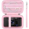 Supmay Cassa da trasporto per Sony RX100 VII/ RX100 VI/ RX100 V/ RX100 IV/ RX100 III Premium Compact Camera, Borsa da viaggio con portafoglio con tasca in rete a cerniera per cavo di ricarica, Rosa