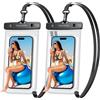 YeaVoic Custodia Impermeabile Smartphone 2 Pezzi, IPX8 Tocco Sensibile Borsa Impermeabile con cordino, Cover Subacquea per iPhone 17 16 15 14 13 12 Pro Max, Samsung, Xiaomi, Fino a 7.0,nero