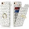 SailorTech per iPhone 7/8 Custodia con portacarte, iPhone SE 2020/SE 2022 Custodia telefonica ad anello con supporto per carta di credito Custodia per iPhone 7/8/SE2/SE3-Leopardo Bianco