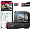 LINGDU 3 Canali Dash Cam Auto 4K+1080P+1080P, WiFi GPS Telecamera per Auto con Scheda SD da 64GB, Visione Notturna IR, Controllo Vocale, Schermo IPS da 2.4, G-Sensor, Modalità Parcheggio 24H V630