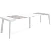 Skraut Home | Consolle allungabile | Tavolo consolle allungabile | 300 | Per 14 persone | Gambe in legno | Stile moderno | Bianco e cemento