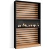 SKRAUT HOME | Libreria scaffale | Scaffali in legno a ripiani | 110x186x25cm | Soggiorno - Ufficio | Camino elettrico | Stile moderno | Rovere e nero