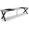 Skraut Home | Consolle allungabile | Tavolo consolle allungabile | 300 | Per 14 persone | Gambe in legno | Stile moderno | Cemento