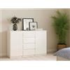 Dmora Credenza Alix, Buffet da Soggiorno, Madia da Salotto, Dispensa da Cucina, 121x50 h91 cm, Bianco Lucido