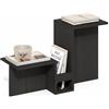 Furinno BOYATE Tavolino laterale, tavolino a forma di valle, tavolino con ripiano a più livelli e portariviste, per soggiorno, espresso