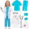 Wbesty Costume da dottore per bambini, 9 pezzi, per ragazzi e ragazze, per giochi di ruolo, con borsa, per bambini, per Halloween, giochi di finzione, blu 3-4 anni