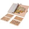 Lavievert Grande tavola per puzzle regolabile con 4 vassoi di ordinamento, copertura e cavalletto in legno, tavolo da puzzle portatile inclinabile con superficie antiscivolo